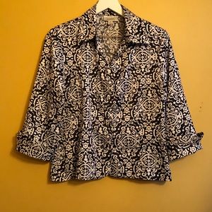 Dressbarn Shirts(1)-Blue&White (2)-Brown&White B13